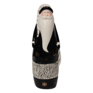SANTA W/FLOWING BEARD BLK W/GOLD SNOWFLAKE -23.2CM