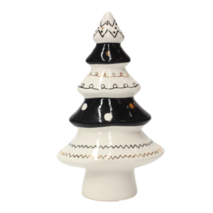 STYLISED TREE B & W TREE W/ZIZ ZAG - PORC 21.5 CM