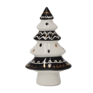 STYLISED TREE BLK & W TREE W/DOTS- PORC 16.3 CM