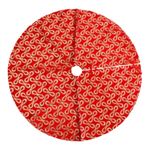 TREE SKIRT - RED W/GOLD SWIRL PATTERN - 24 INCH