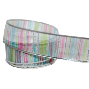 RIBBON SHEER W/GLITTER STRIPE PATTERN