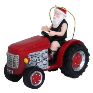 Santa on a Tractor Hanging Ornament