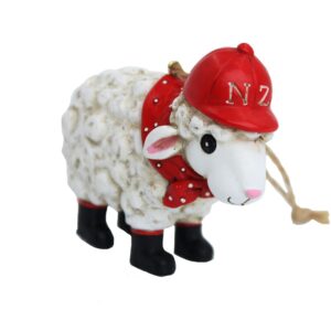 Sheep with NZ Hat Hanging Ornament
