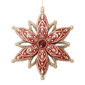 SNOWFLAKE DOUBLE SIDED 13CM- RED GOLD