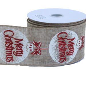 RIBBON HESSIAN W/MERRY CHRISTMAS PRINT- 2½IN X 10