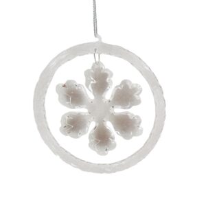 ACRYLIC DISK W/HANGING SNOWFLAKE - 2 ASST - 3½ IN