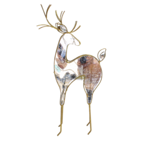 METAL DEER CREAM GOLD W/LED - 21½ IN