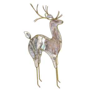 METAL DEER CREAM GOLD W/LED - 21 IN