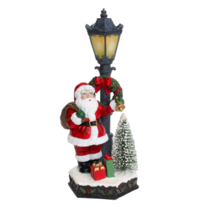 POLY SANTA W/STREET LIGHT - 12 IN