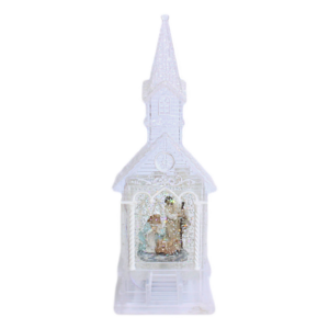 ACRYLIC CHURCH W/LAVA LIGHT NATIVITY B/O - H 11 IN