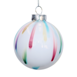 GLASS BALL W/PASTEL COLOUR SPLASHES - 80MM
