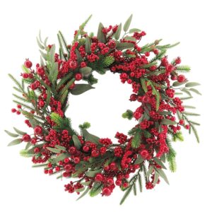 WREATH W/MIXED LEAF & BERRY - 24 INCH
