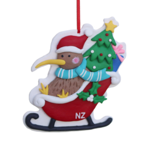Claydough Kiwi on a Sleigh