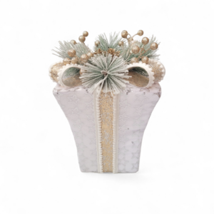 White Wrapped Present Display Piece 13 inch