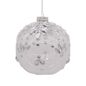 GLASS BALL CLEAR WITH DIAMANTEE - 10 CM