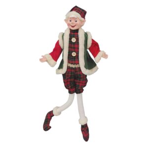 22 INCH POSEABLE ELF RED & GREEN W/TARTAN PANT