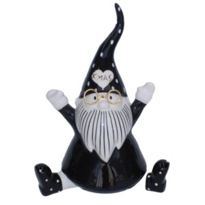 QUIRKY SITTING SANTA - BLACK & WHITE 19CM