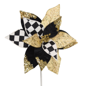 POINSETTIA - BLACK CHECK & GOLD SEQUIN - D32